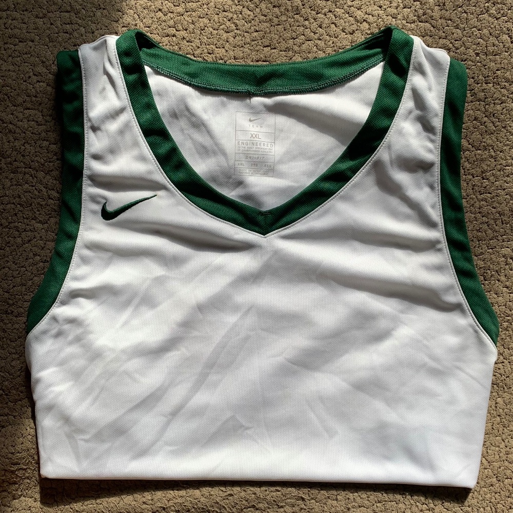 Women's Nike Dri-Fit White/Green Trim Sleeveless Basketball Athletic Shirt